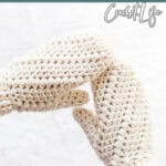 childrens crochet mitten pattern with text which reads snowspell kids mittens free crochet pattern