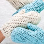 snowspell small adult mittens free crochet pattern