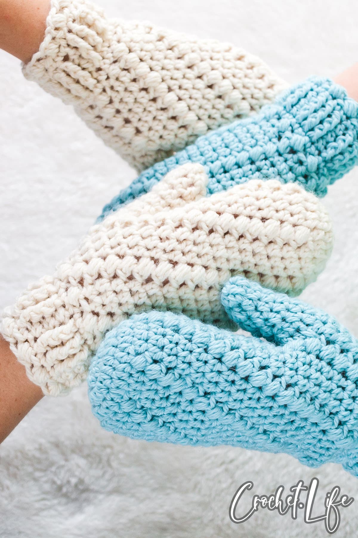 snowspell small adult mittens free crochet pattern 