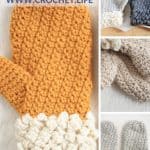 Free Mitten Crochet Pattern Adult Size Winter Spun