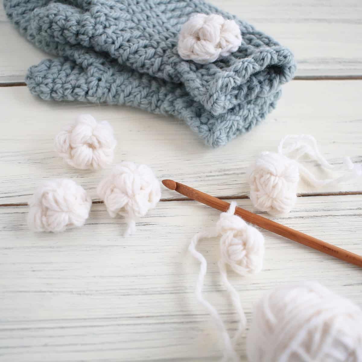 Fun Crochet Snowballs to Accessorize Mittens