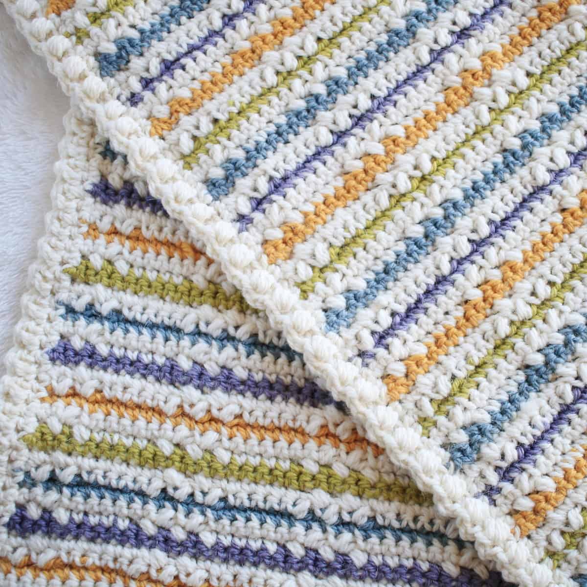 Wundran Baby Blanket Color Strips and Edging