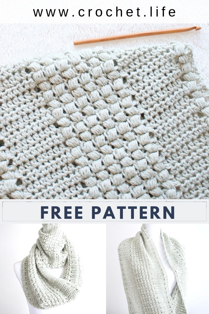 Fun textured with the Enchanted Moments puff stitch crochet Scarf pattern.