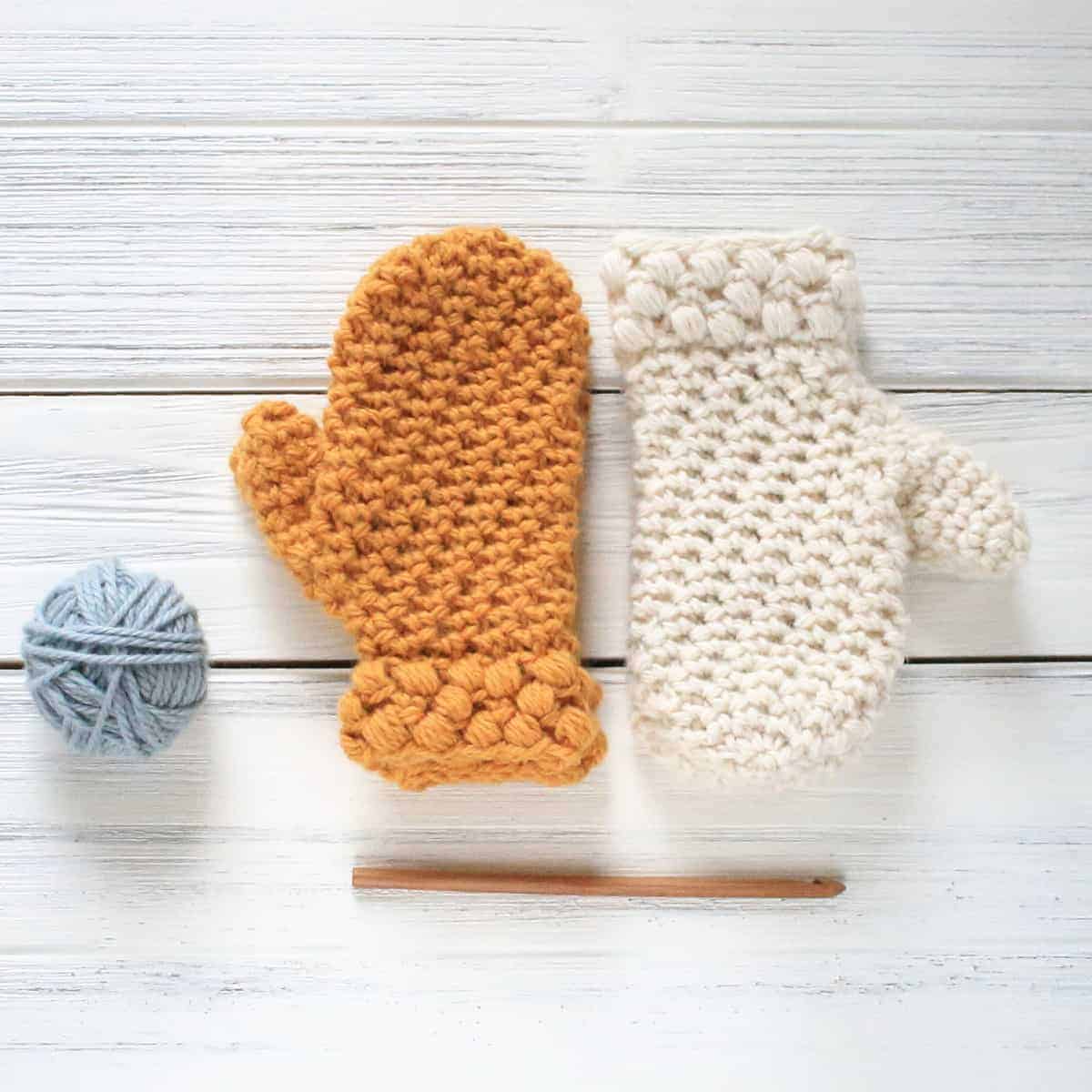 Gathered Buds Crochet Mittens for Kids