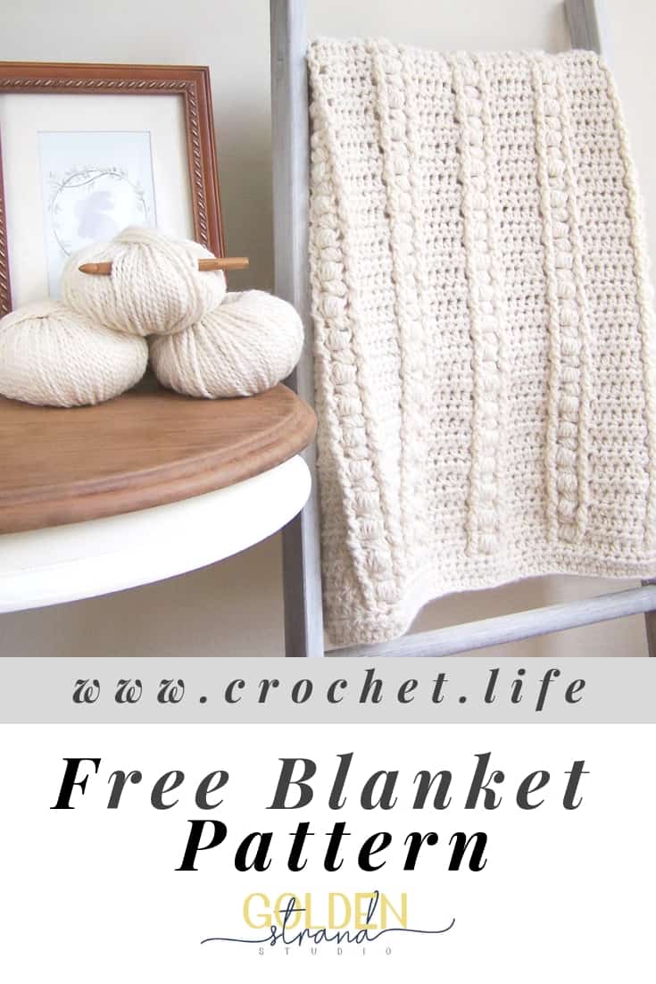 Free Bulky Blanket Pattern. Puff Stitches Accent This Snuggly Blanket.