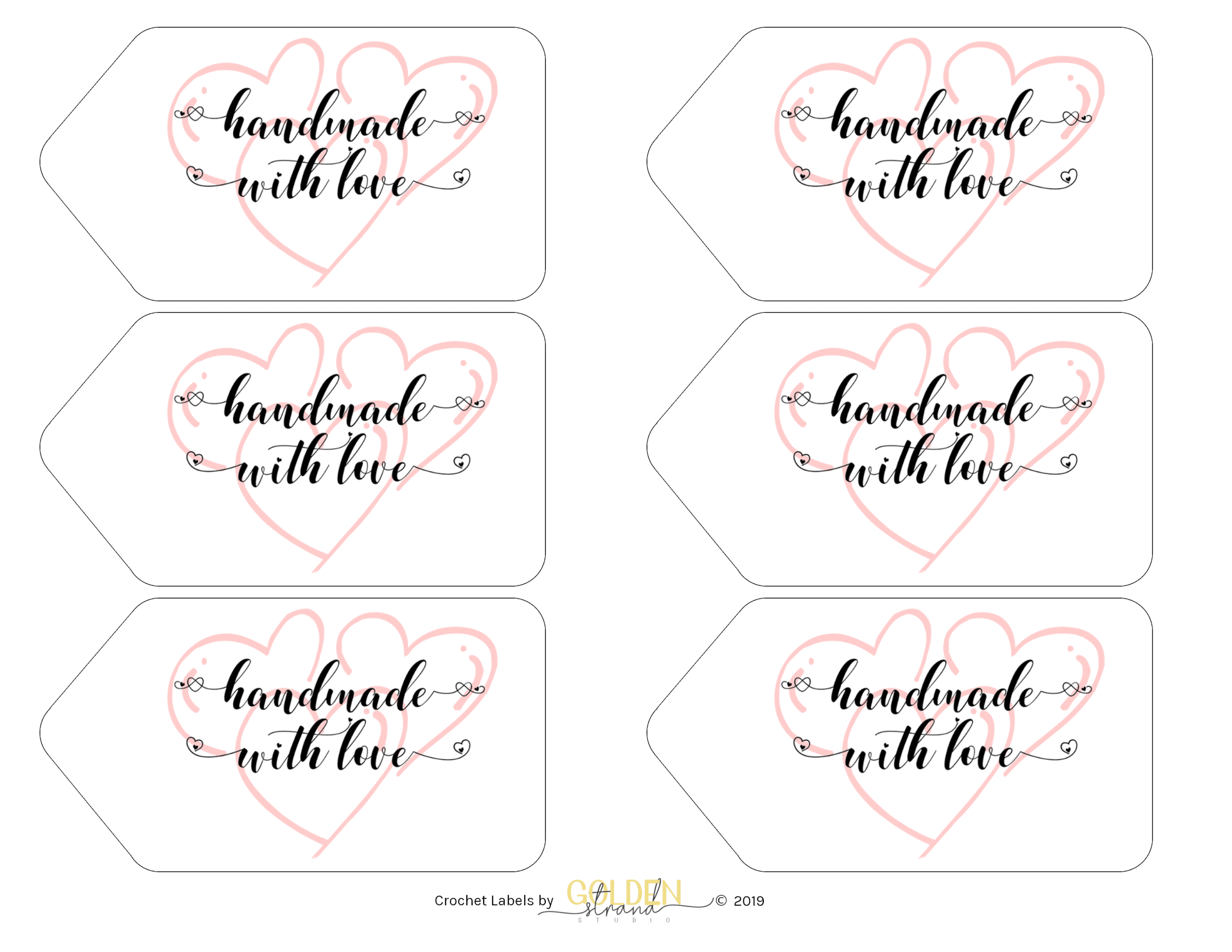 Handmade With Love Heart Printable Gift Tags