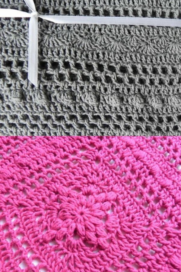 Pink and grey shell pattern blanket
