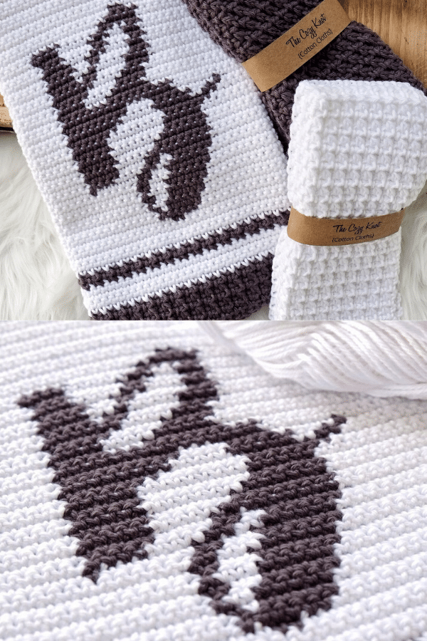 Monogrammed crochet hand towel and dishcloth set
