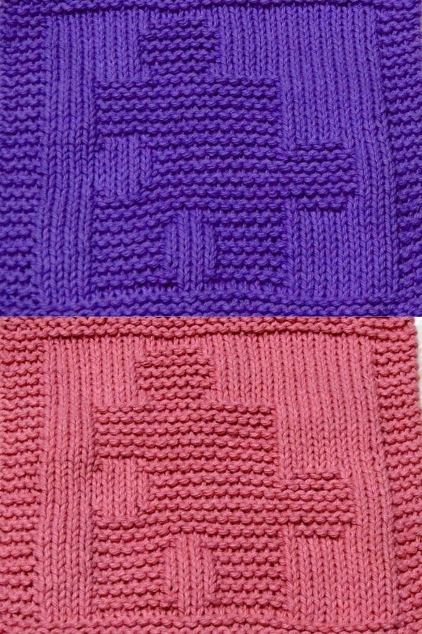 Pink and purple puzzle crochet dishc