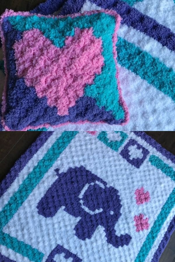 Pink an purple elephant blanket