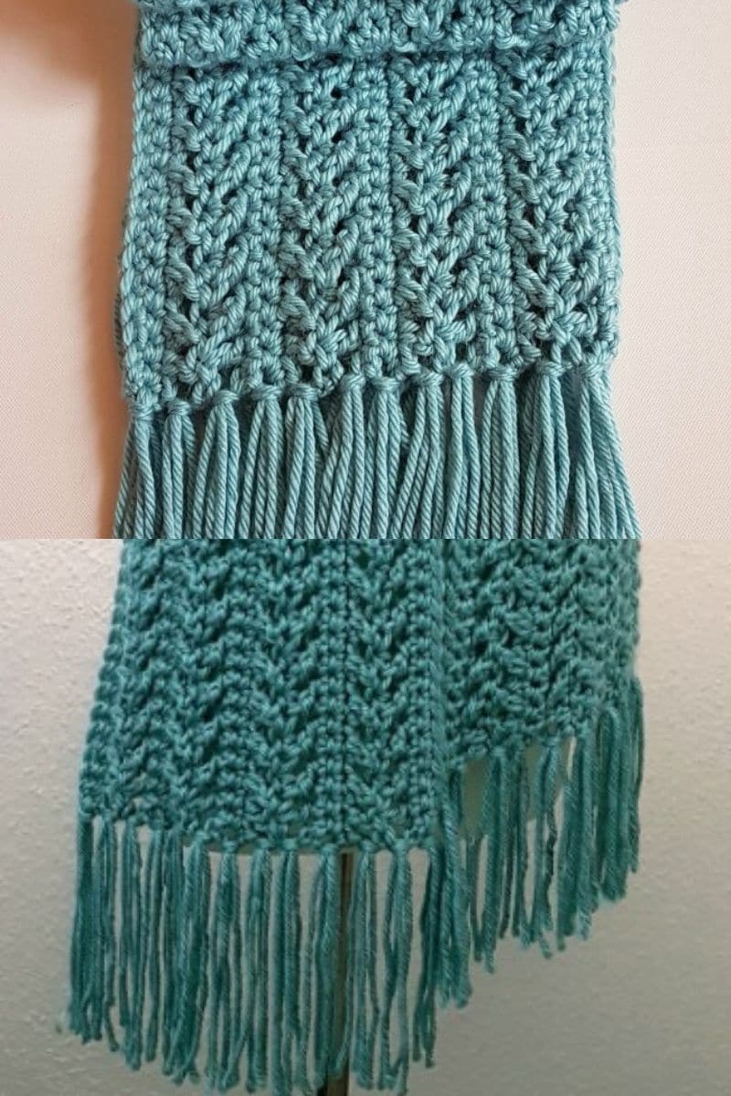 Teal crocheted scarf