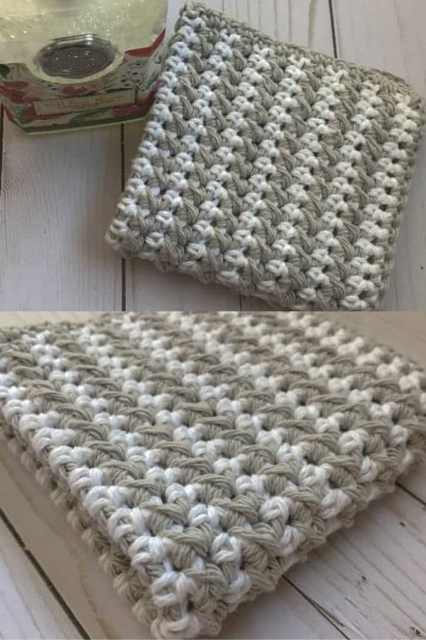 Gray and white striped dishcloth