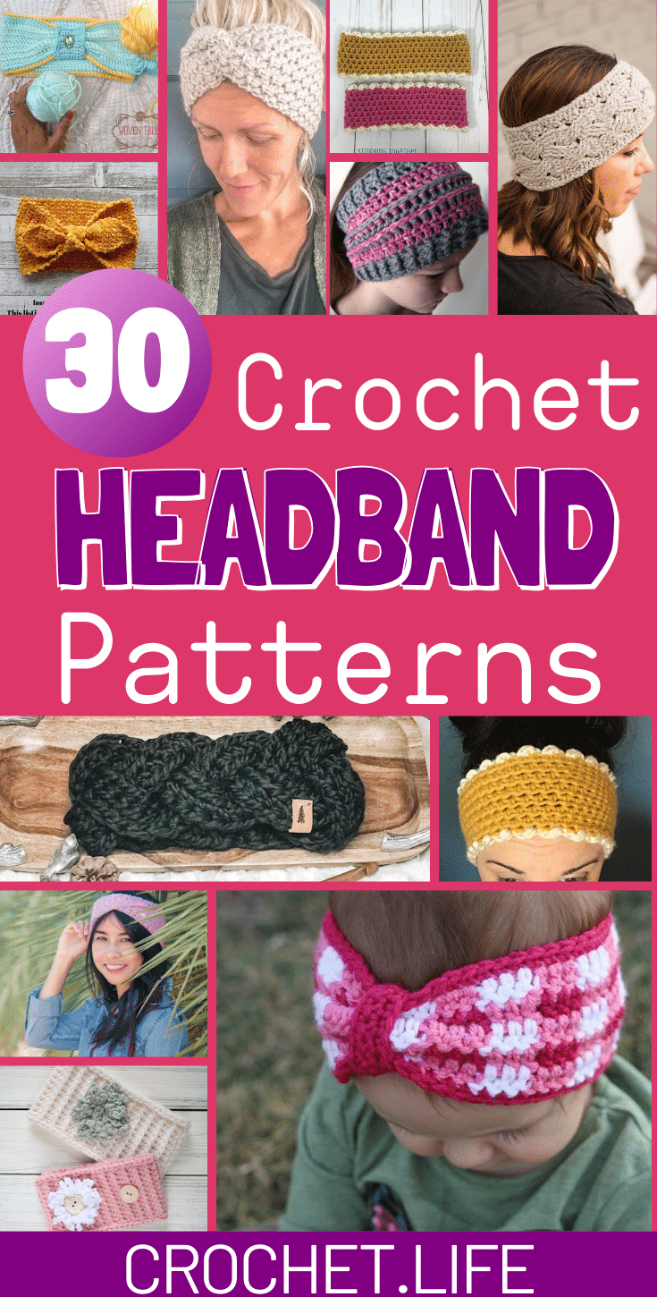 Collage of Ear Warmer and Headband Crochet Patterns