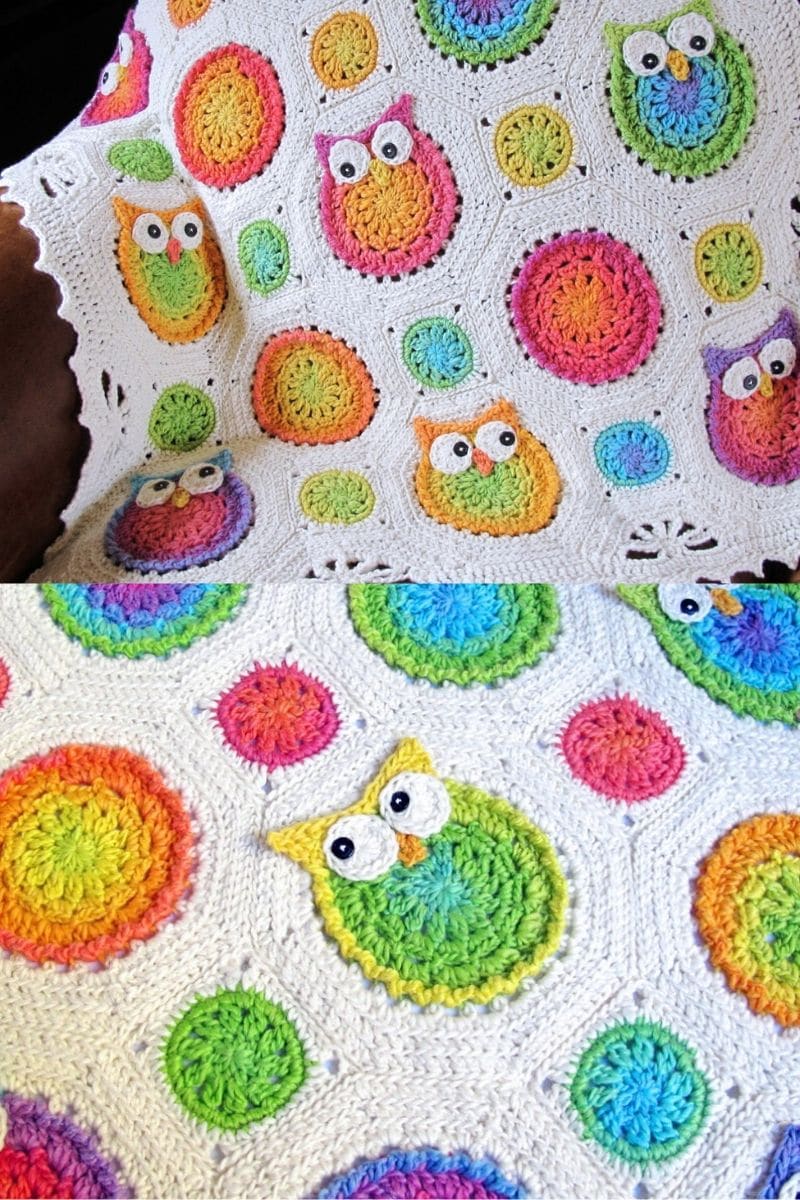 Crochet owl blanket