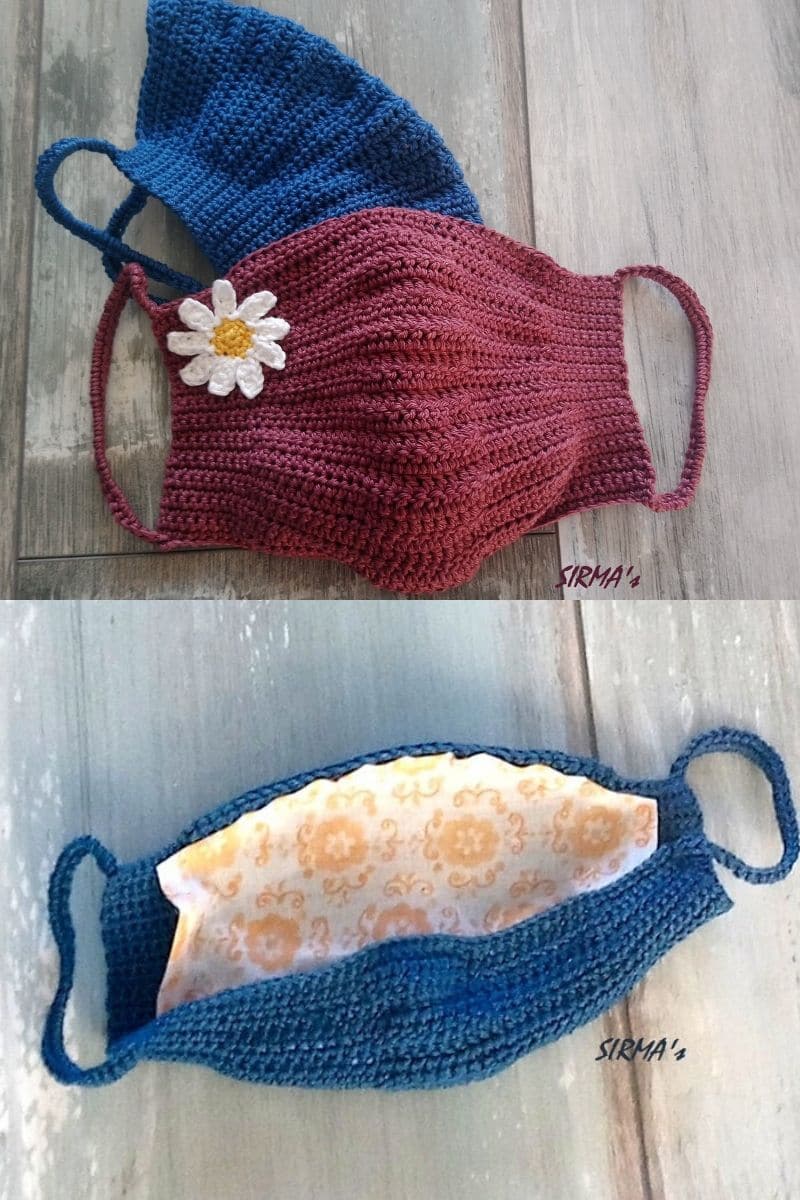 Crochet mask with flower