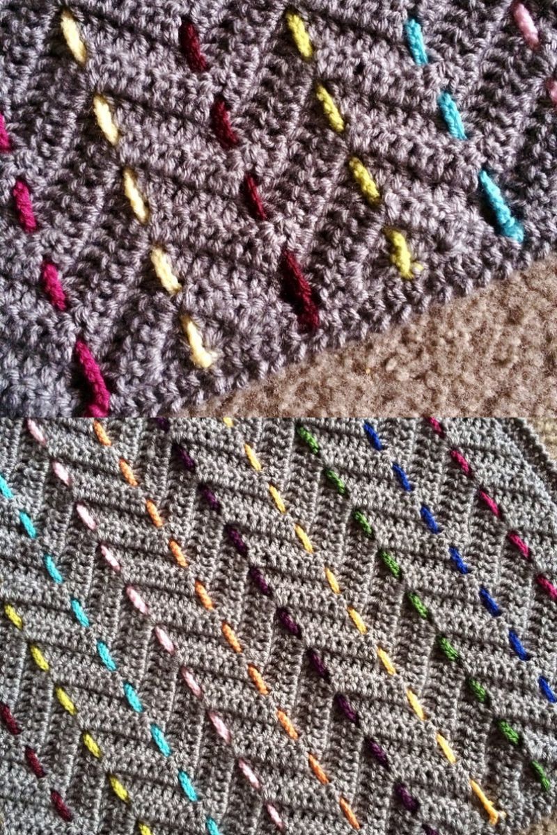 Grey ripple crochet blanket