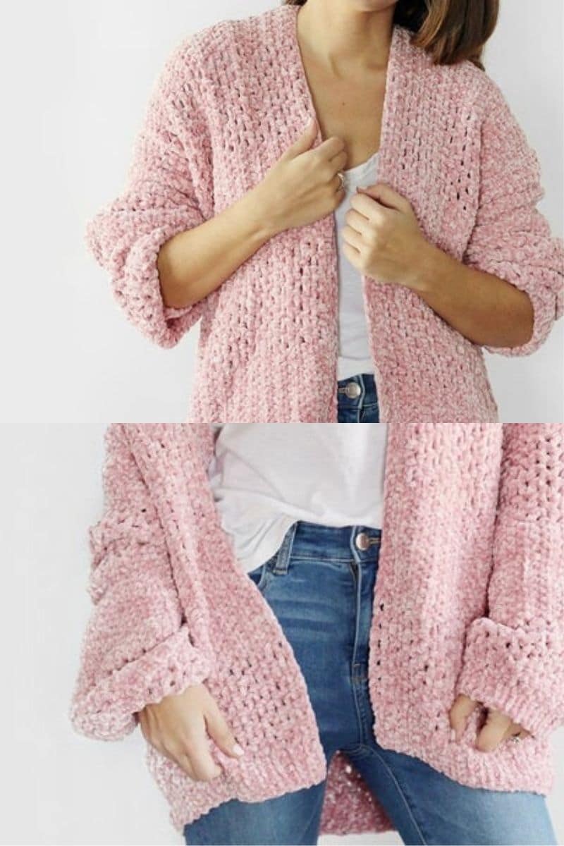 Pink crochet cardigan