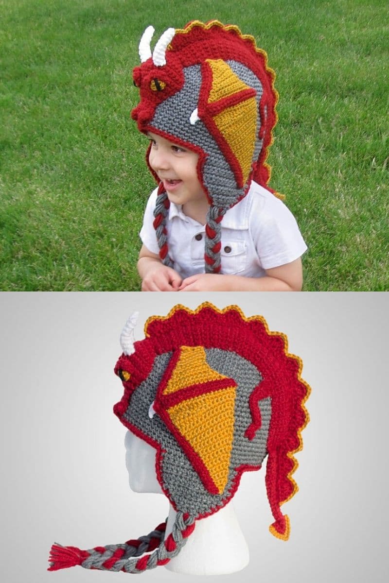 Crochet dragon hat