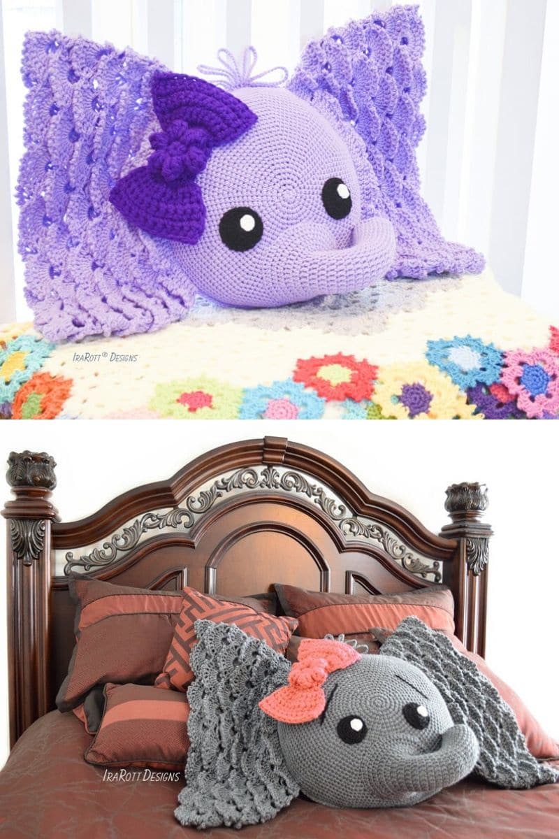 Crochet elephant pillow
