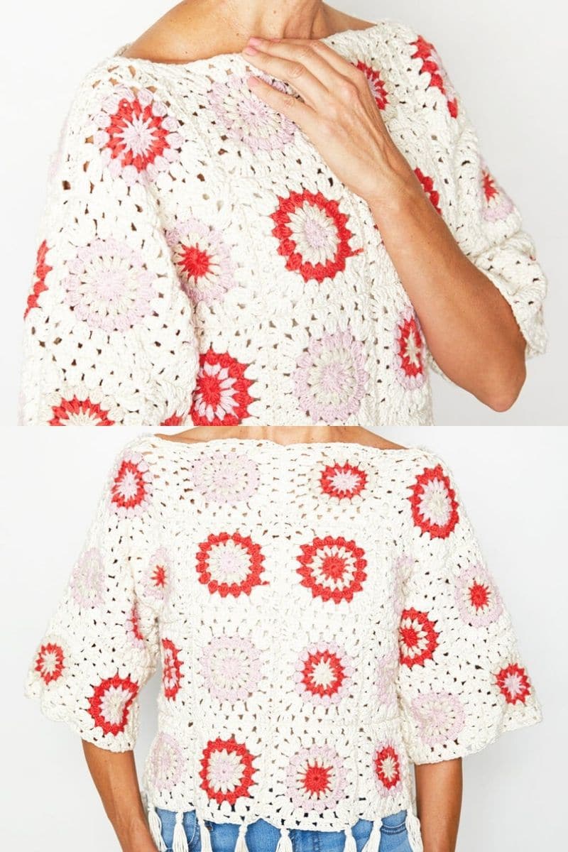 Crochet granny square sweater