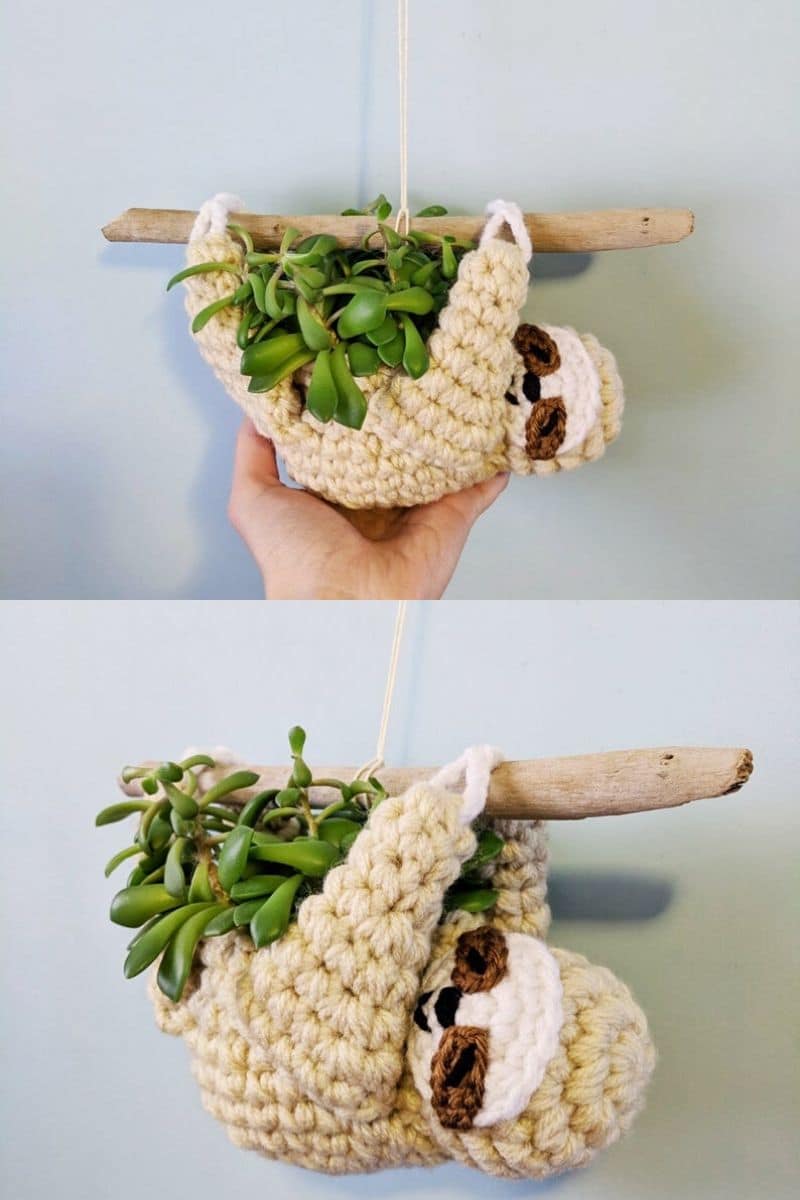 Hanging crochet sloth