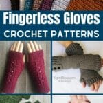 Fingerless glove crochet pattern collage