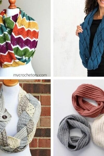 Crochet infinity scarf patterns collage