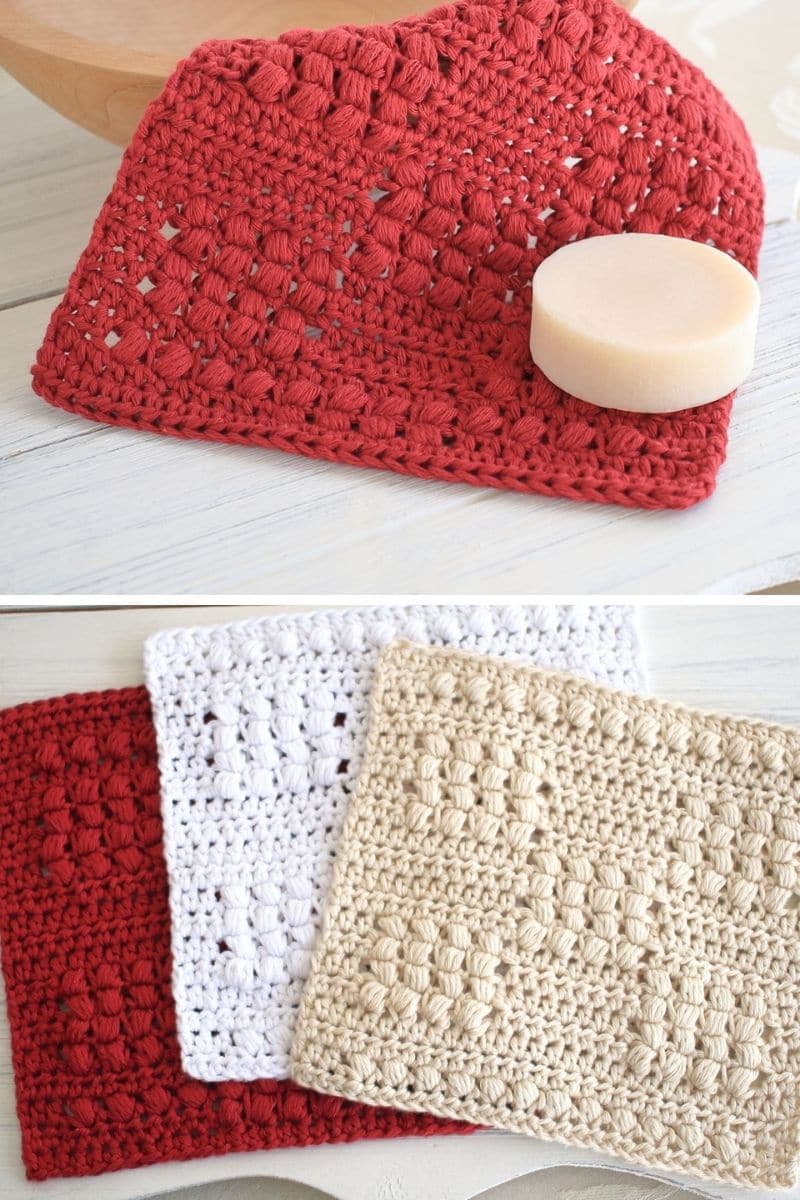Red and cream dishcloths
