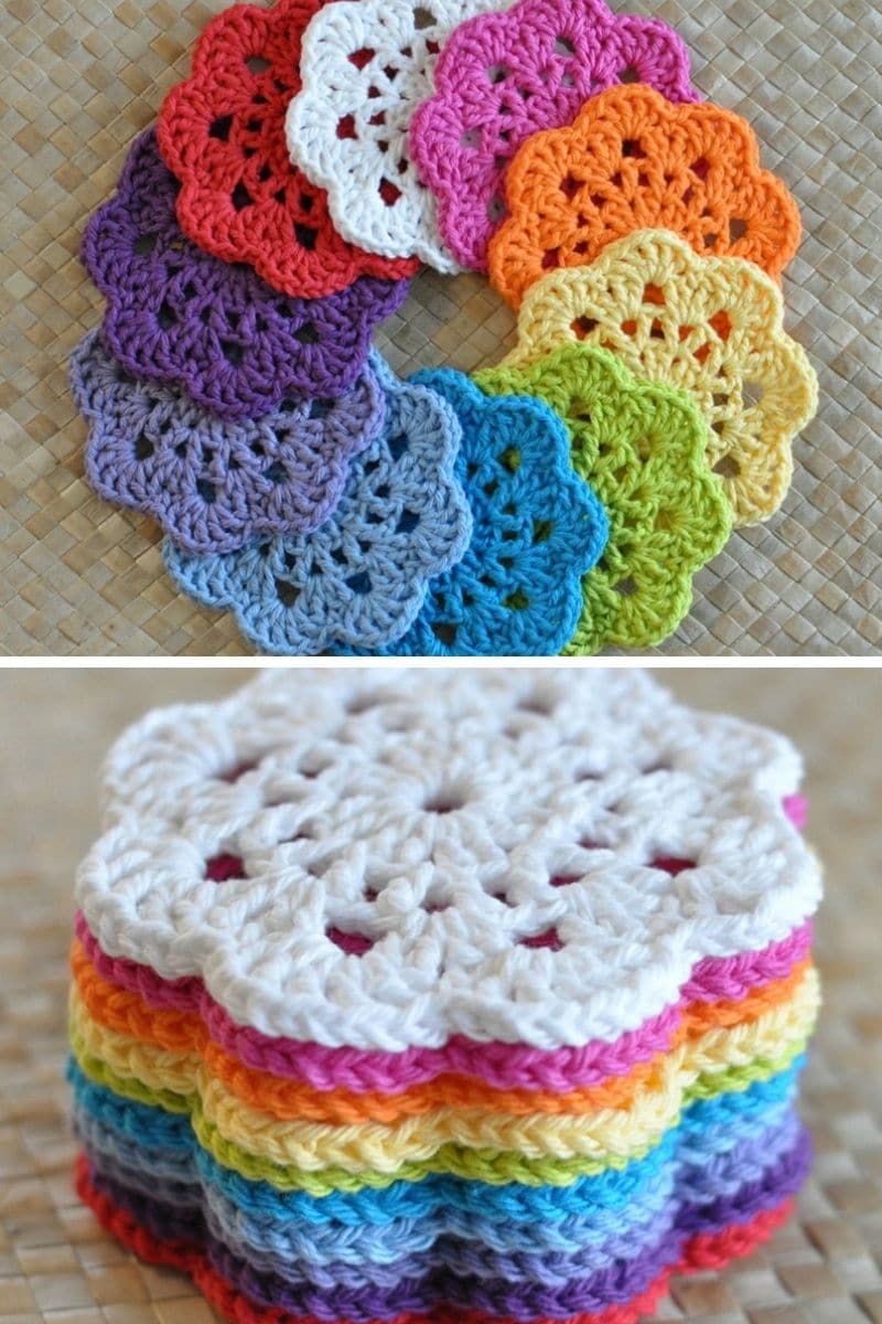 Crochet flower coaster pattern