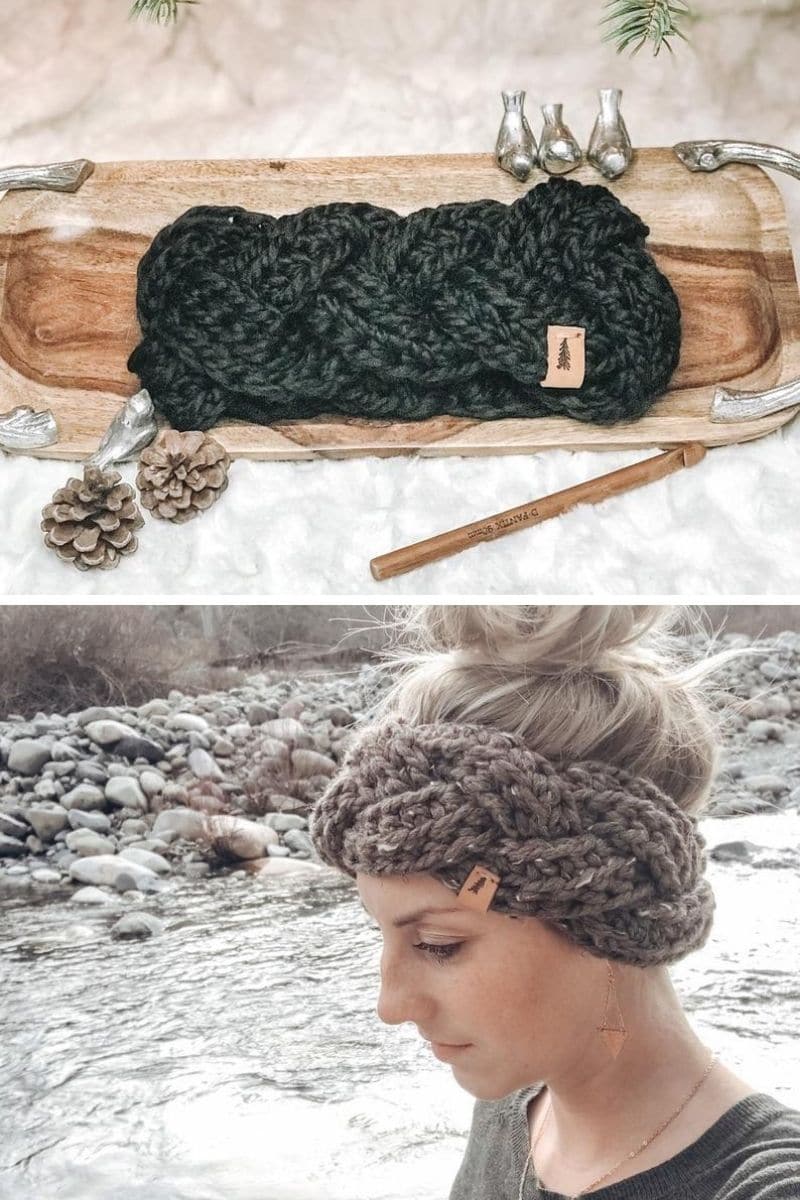 Crochet braided headband