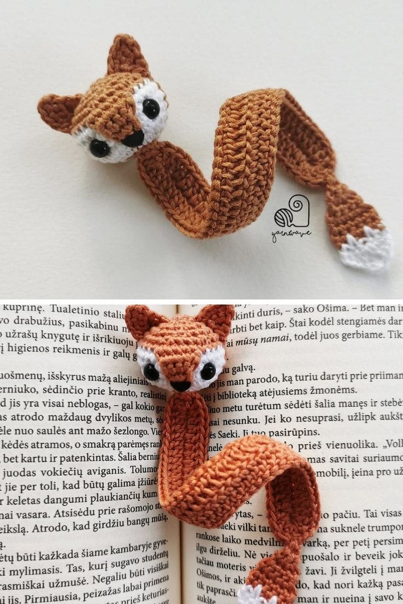 Crochet fox bookmark