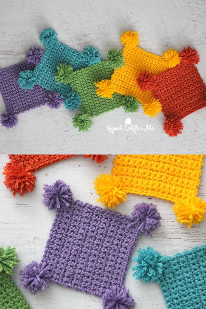 Colorful crochet coasters