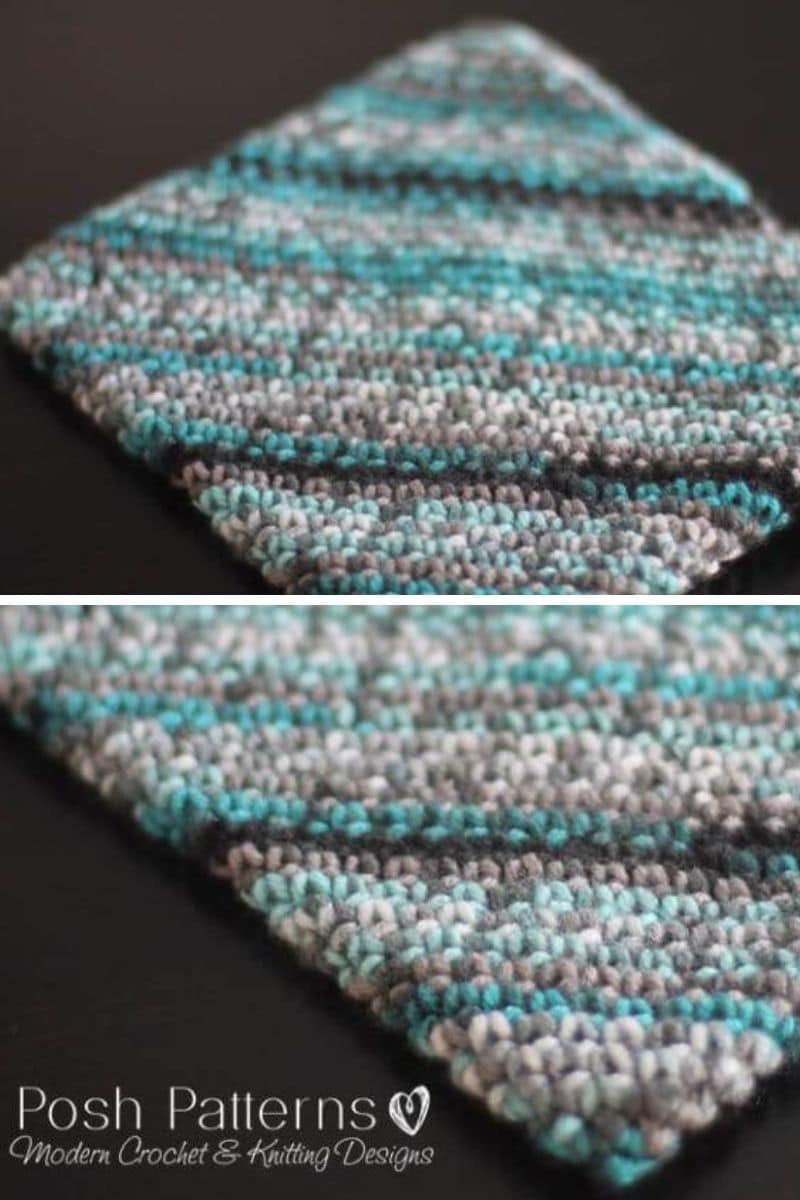 Gray and teal potholder
