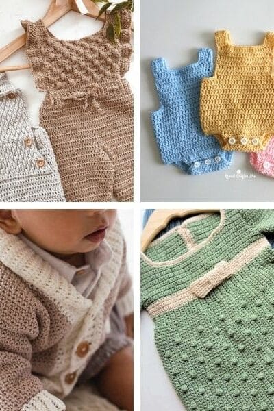 Baby clothes crochet pattern collage