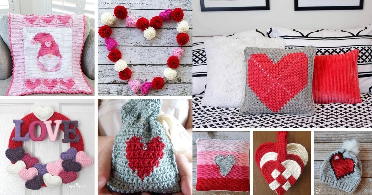 Valentine's Day crochet collage
