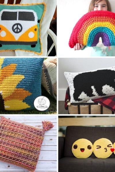 Crochet pillow collage image
