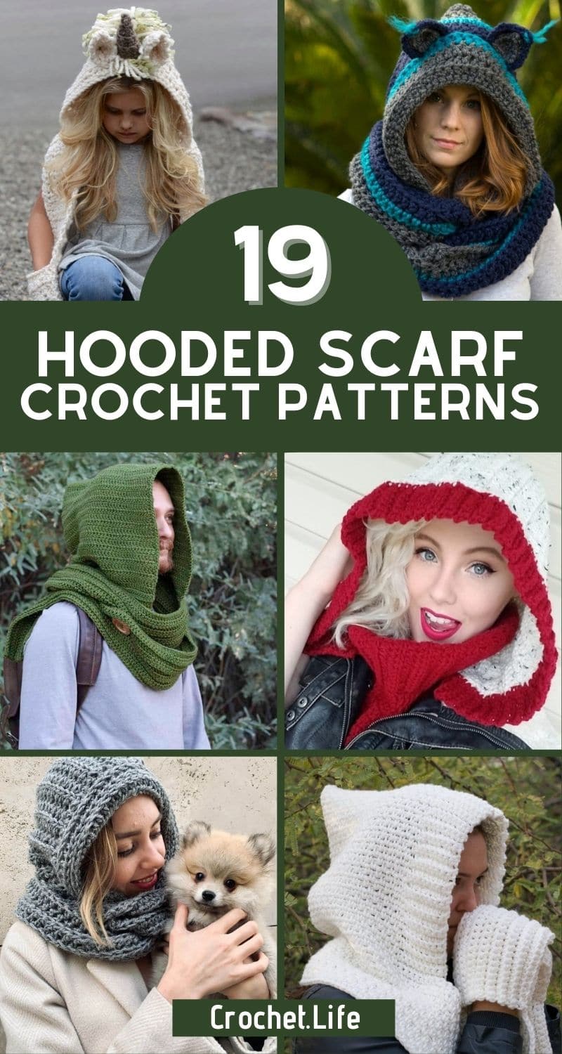 19 Beautiful Hooded Scarf Crochet Patterns - Crochet Life