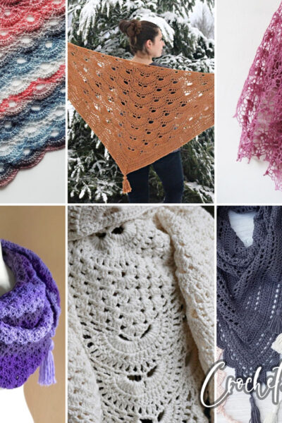 photo collage of Virus Shawl Crochet Patterns