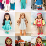 photo collage of crochet american girl doll patterns