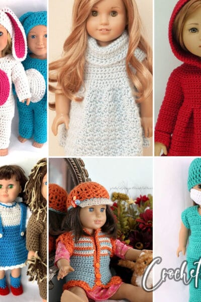photo collage of american girl doll crochet patterns
