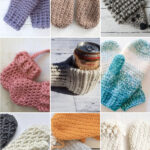 photo collage of crochet mitten patterns