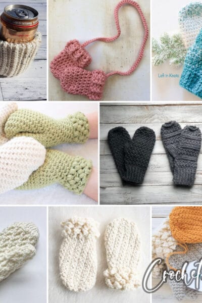 photo collage of best mitten crochet patterns