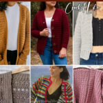 photo collage of crochet patterns for jackets with text which reads the best cardigan crochet patterns