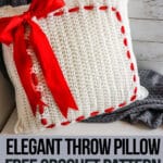 easy crochet pillow pattern with text which reads elegant throw pillow free crochet pattern
