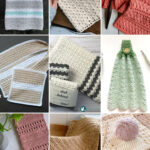 photo collage of crochet hand towel patterns