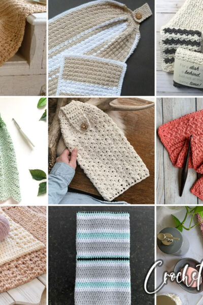 photo collage of hand towel crochet patterns