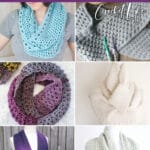 photo collage of infinity scarf patterns for crochet with text which reads best infinity scarf crochet patterns