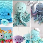 photo collage of crochet octopus patterns with text which reads the best jellyfish crochet patterns