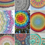 photo collage of crochet mandala patterns