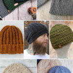 photo collage of crochet men's beanie patterns